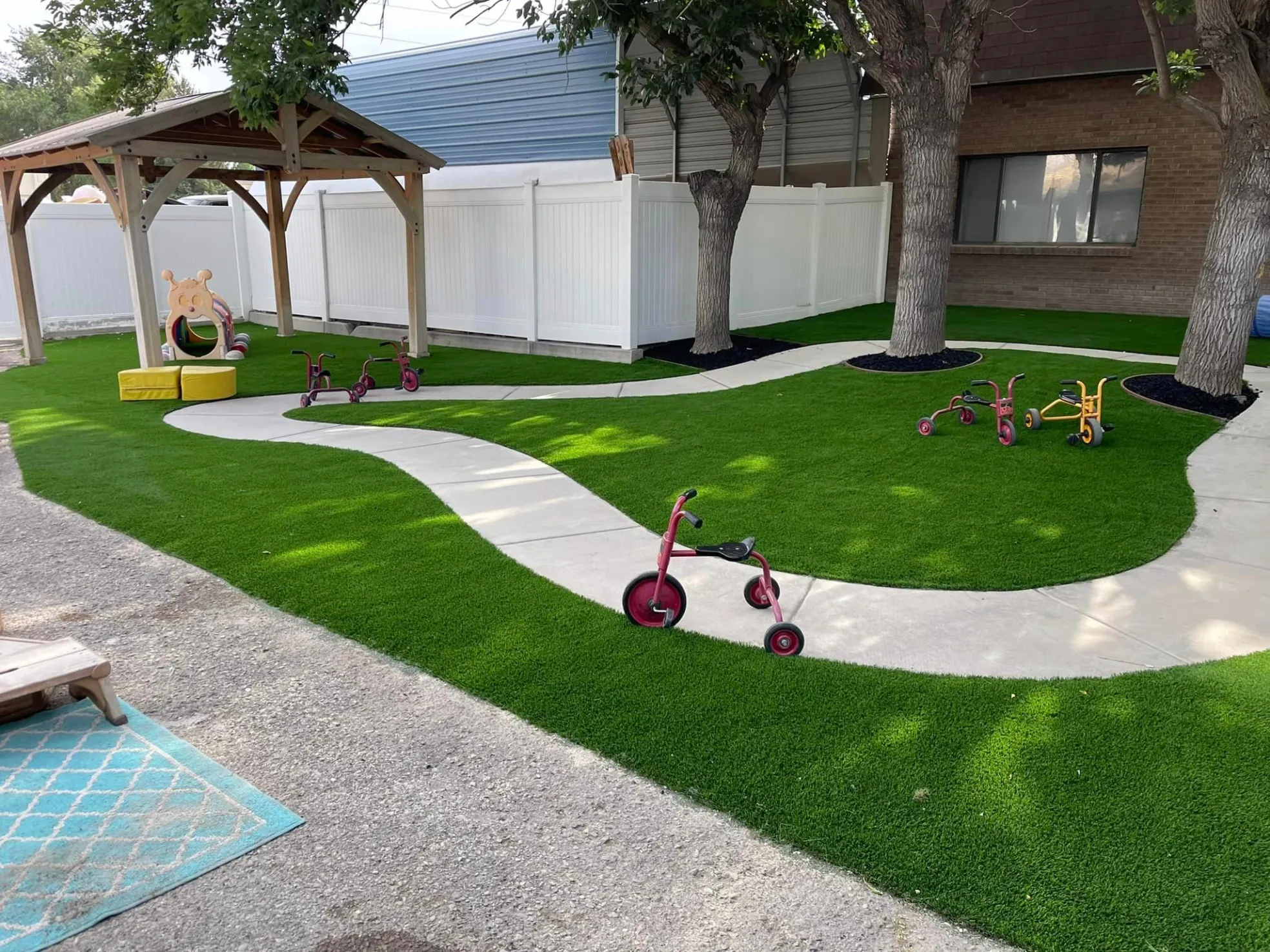 Artificial turf project in Utah — backyard lawn